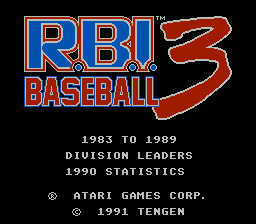 R.B.I. Baseball 3 (Homebrew) — Title screen